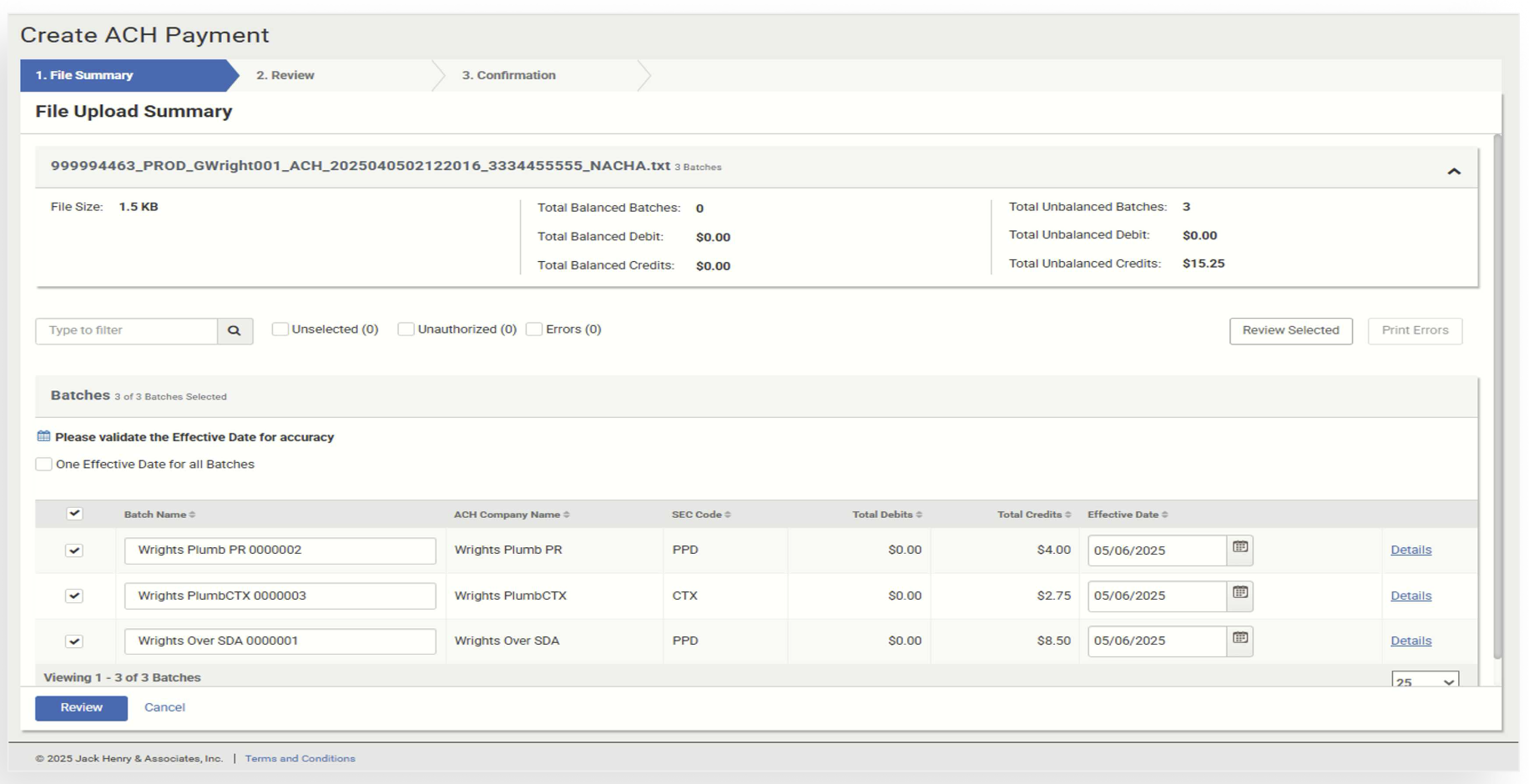TM QRG ACH File Data Transmission via sFTP 10