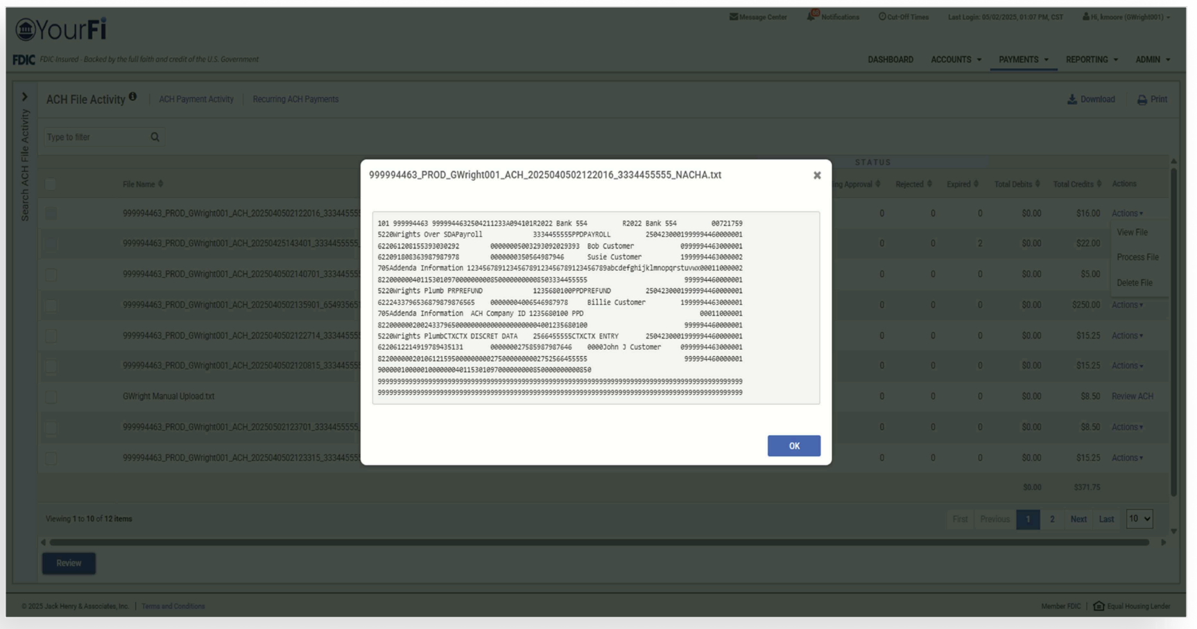 TM QRG ACH File Data Transmission via sFTP 15