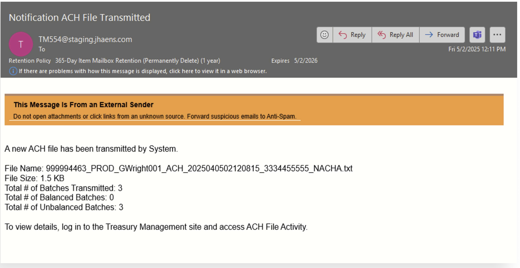 TM QRG ACH File Data Transmission via sFTP 3