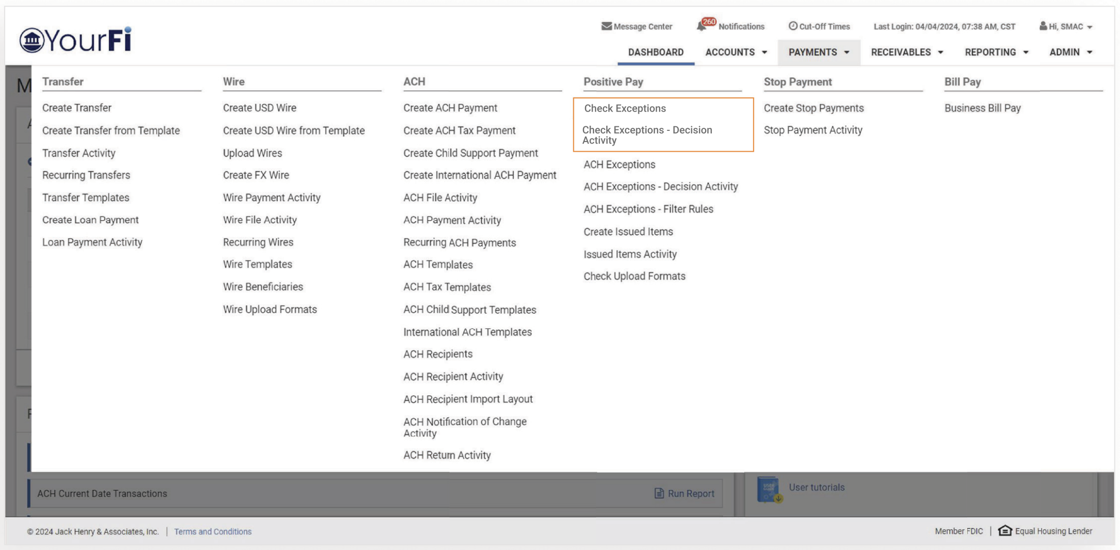 TM QRG Postive Pay Check Exceptions Capture 6
